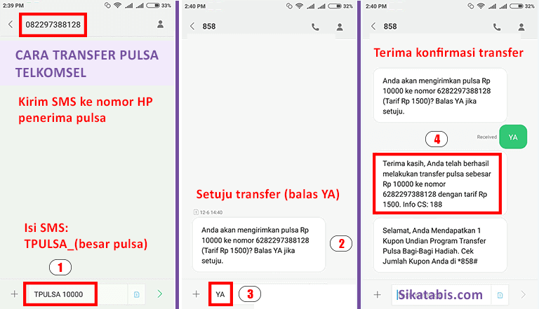 4 Cara Transfer Pulsa Telkomsel (simPATI / As / Loop) • Sikatabis.com